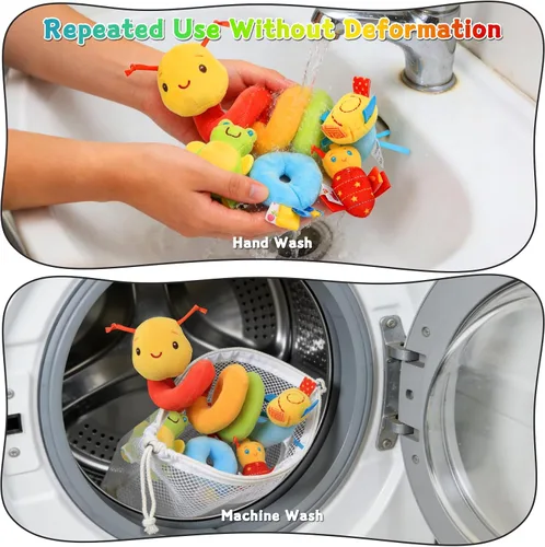 Miniatura 3 de Juguete de Actividad en Espiral para Asiento de Coche y Cochecito - Juguetes Sensoriales para Bebés Juguetes Colgantes Suaves para Bebés de 0-12