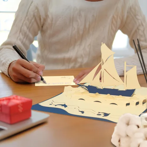 Miniatura 2 de LINPopUp® Tarjeta emergente, POP UP 3D tarjetas de felicitación tarjetas de felicitación tarjetas de cumpleaños de barco, cupón de viaje velero, N104