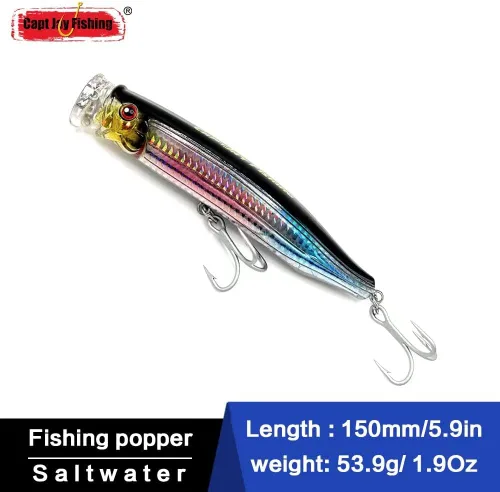 Miniatura 3 de Señuelos de popper de agua salada señuelos flotantes de pesca en la superficie Señuelos flotantes de pesca en la superficie, Poppers, Señuelos
