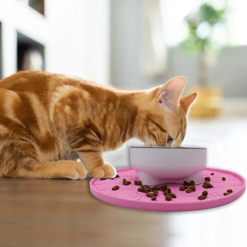 Miniatura 3 de Tapete de silicona para alimentos y agua, tapete de goma con borde elevado para cuencos de perro, evita que los alimentos y el agua manchen
