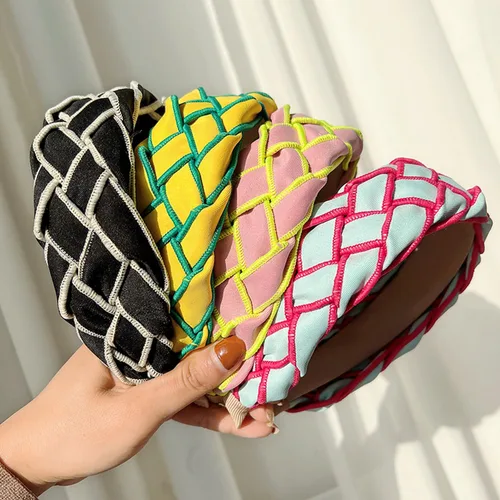 Miniatura 7 de Diadema con joyas anudadas para mujer, adorno de cristal, banda para el pelo mixta, accesorios de nailon para el cabello para niñas (negro)