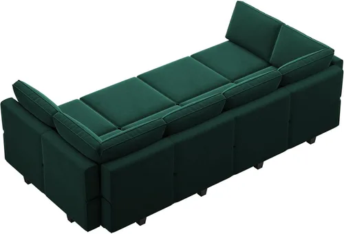 Miniatura 8 de Belffin - Sofá modular seccional con chaises de almacenamiento, sofá cama seccional de 8 asientos, sofá cama verde