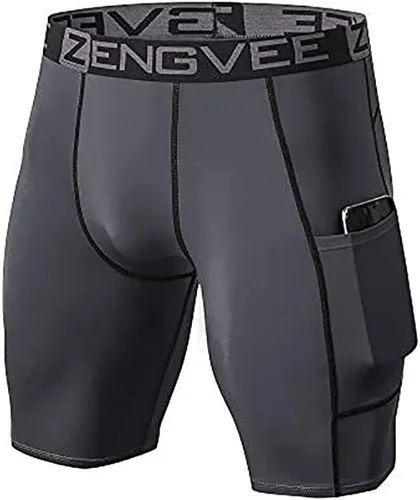 Miniatura 2 de ZENGVEE Pantalones cortos de compresión para hombre, paquete de 3 con bolsillo, pantalones cortos para correr, gimnasio, natación, yoga, escalada