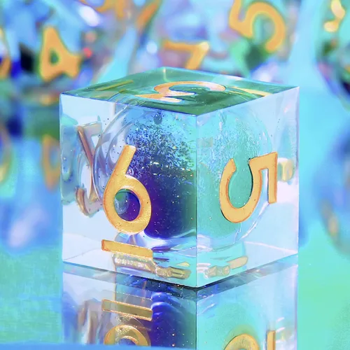 Miniatura 18 de DND Juego de dados de 8 piezas con ojo de dragón extra D20-Beholder's Eye Liquid Core Sharp Edge Resina poliédrica hecha a mano 2 × D20 D4 D6 D8 D10