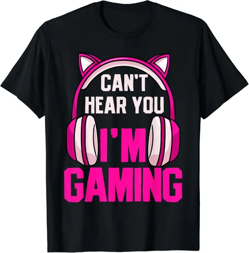 Miniatura 2 de Camiseta de videojuegos Gamer Girl Gaming I Can't Hear You I'm Gaming, Negro, S