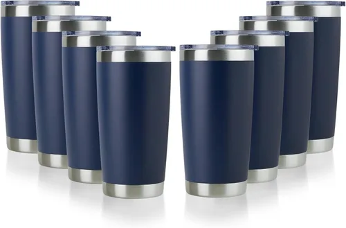 Miniatura 30 de DOMICARE Vaso de acero inoxidable de 20 onzas a granel con tapa, taza de viaje aislada al vacío de doble pared, taza de café con recubrimiento