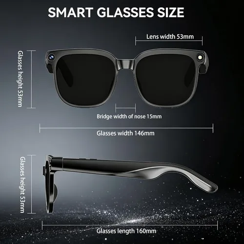 Miniatura 9 de Lentes inteligentes AI con cámara, lentes de cámara de 8 MP, grabación de video antivibración de 1080P, traducción en tiempo real, asistente de voz