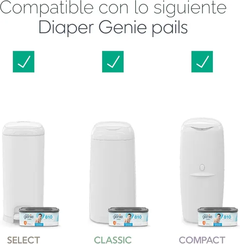 Miniatura 6 de Diaper Genie Recambio cuadrado jumbo, con película continua, puede contener hasta 810 pañales de tamaño recién nacido por repuesto.