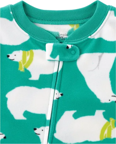 Miniatura 21 de Simple Joys by Carter's - Pijama de forro de vellón resistente al fuego para niños pequeños y bebés, holgada, con pies, paquete de 3