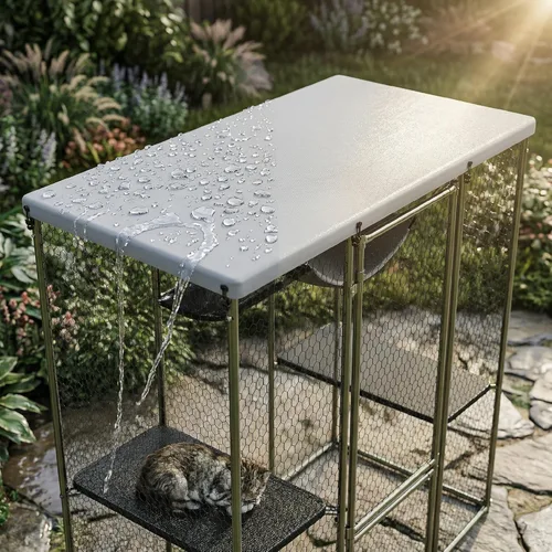 Miniatura 5 de PawHut Catio - Caja grande para gatos al aire libre, patio para gatos de acero galvanizado para múltiples gatitos, jaula para gatos al aire libre