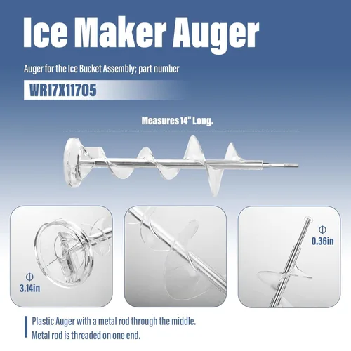 Miniatura 2 de Barrena dispensadora de fabricador de hielo mejorada para piezas de repuesto de refrigerador GE WR17X11705 WR17X11939 PS1018130 AP3849786 AP3672963