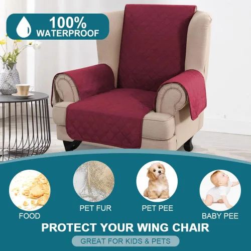 Miniatura 2 de Turquoize Funda 100% Impermeable para Sillón de Ala Fundas para Sillón de Ala con Brazos Protector de Silla Sofá Protector Triple Antideslizante