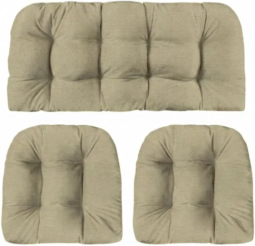 Miniatura 32 de RSH DECOR: Sunbrella 3-Piece Tufted Wicker Cushion Set 44" x 22" & 22" x 22" Outdoor Loveseat & U-Shaped Seat Cushions Crafted with