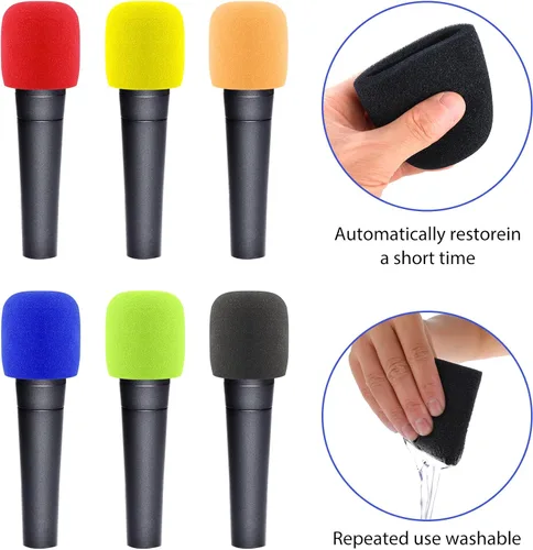 Miniatura 3 de Prasacco Fundas de micrófono de espuma para micrófono, 6 unidades, fundas de micrófono de espuma para micrófono, parabrisas de colores, fundas