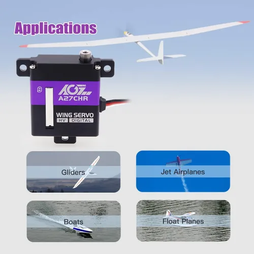 Miniatura 7 de AGFRC Servo micro de alto par de torsión de 22.5 lbs - Servo servomotor digital CNC delgado sin núcleo de engranaje digital para planeador de avión