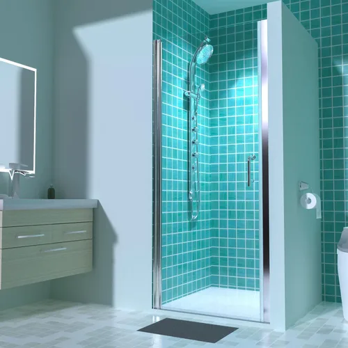 Miniatura 23 de ExBrite Puerta de ducha pivote sin marco de 34-35.5 pulgadas de ancho x 72 pulgadas de alto, puertas de ducha pivotantes de vidrio transparente
