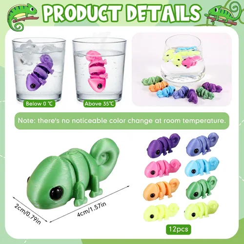 Miniatura 2 de Honoson 12 piezas de animales impresos en 3D 3D mini animales flexibles y articulados pequeños para aliviar el estrés de mascotas, para adultos
