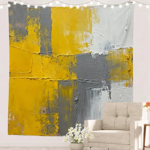 Miniatura 34 de Batmerry Tapiz azul y blanco, tapiz abstracto de pintura azul, negro, gris y blanco, para sala de estar, dormitorio, pared, decorativo, 51.2 x 59.1