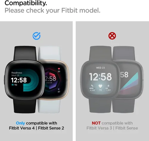 Miniatura 2 de Spigen Ultra híbrido diseñado para Fitbit Versa 4 / Sense 2 con protector de pantalla de vidrio templado, funda para reloj inteligente, transparente