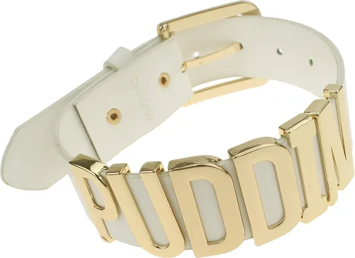 Miniatura 2 de Coolcoco Collar de gargantilla de Puddin dorado ajustable con letra blanca para cosplay (aproximadamente 1.2 pulgadas de ancho)