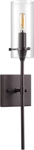 Miniatura 8 de JONATHAN Y Lámpara LED moderna de bronce aceitado de 4.5 pulgadas, pantalla cilíndrica de vidrio transparente, lámpara de pared para espejo de baño