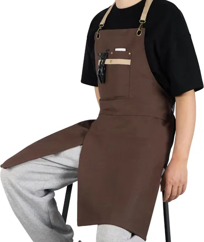 Miniatura 6 de Delantal de chef para hombres y mujeres, delantal ajustable para cocina, hornear, pintura, delantal de lona para jardín, restaurante, cafetería