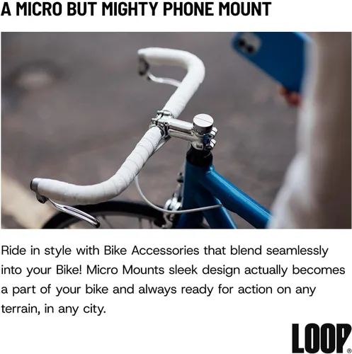 Miniatura 2 de Loop Micro Mount - Soporte de teléfono de bicicleta súper compacto para iPhone y Samsung - Soporte de tapa de vástago de metal, fácil instalación