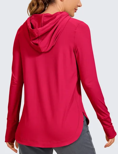 Miniatura 2 de CRZ YOGA Camisa de manga larga para mujer, sudadera con capucha atlética, manga larga, deportiva, gimnasio, con agujero para el pulgar