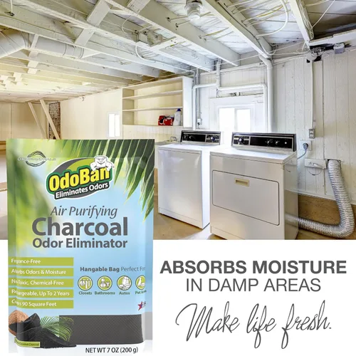 Miniatura 4 de OdoBan Carbón Purificador de Aire Eliminador de Olores Natural, Fórmula No Tóxica, Hecho en los EE. UU., Sin Fragancia, Pack de 6, 200 Gramos Cada