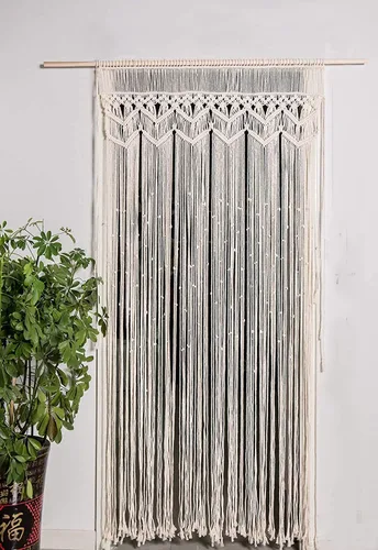 Cortinas bohemias de macramé, cortina de macramé para colgar en la pared, cortina con cuentas decoración