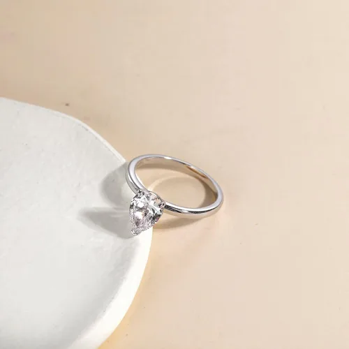 Miniatura 3 de EAMTI Anillos de compromiso de plata de ley 925 de 2 quilates, corte de pera, circonita cúbica, anillos de compromiso de boda para ella