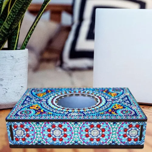 Miniatura 5 de HSTONY Caja decorativa de arte de diamantes DIY con kit de espejo, cajas de madera de pintura de diamantes, caja de almacenamiento de joyas para Set