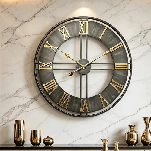 Miniatura 12 de Dankeit Reloj de pared con diseño de árbol de la vida, reloj de pared de metal negro de 24 pulgadas con árbol familiar de gran tamaño para sala