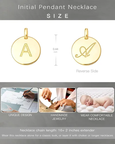 Miniatura 9 de Regalos personalizados únicos para ella, collares con inicial para mujer, collar con dije de moneda grabada de doble cara con letra, joyería