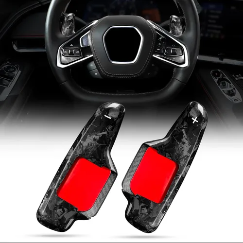 Miniatura 8 de Fibra de Carbono auténtica, palanca de cambios compatible con Corvette C8 Z51 Z06 2020-2025, palanca de cambios de fibra de carbono para volante