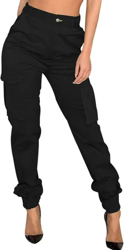 Pantalones cargo de camuflaje para mujer con bolsillos, cintura alta, ajustados, casuales, cónicos, de camuflaje, pantalones de senderismo