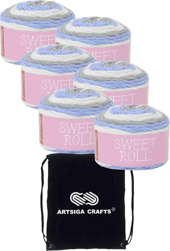 Miniatura 18 de Premier Yarns Sweet Roll Raspberry Swirl 1047-05 (6 madejas, el mismo lote de tinte) estambre mediano #4 para ganchillo y tejer con bolsa