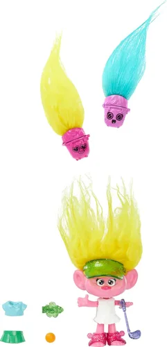 Miniatura 7 de Mattel DreamWorks Trolls Band Together Hair Pops - Muñeca pequeña, rama con ropa extraíble y 3 accesorios sorpresa