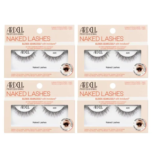 Pestañas postizas naturales Ardell 420 – Pestañas postizas ligeras de aspecto natural, pestañas postizas de tira sin costuras con Invisiband, 4 pares