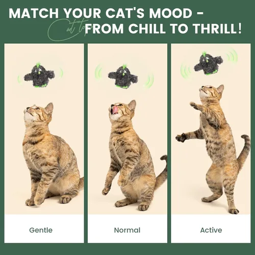 Miniatura 2 de Gardner Pet Juguetes para gatos que aletean sin volar), activado al tacto con alas aleteadoras realistas y pájaro que canta, juguete interactivo