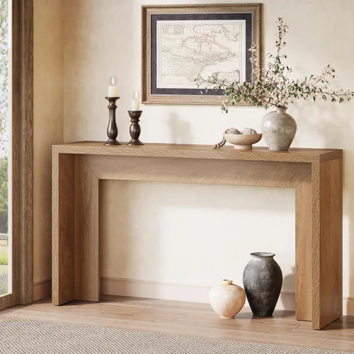 Miniatura 11 de Tribesigns Mesa consola de granja, mesa de sofá de madera de 55 pulgadas con almacenamiento para entrada, vestíbulo, pasillo, sala de estar, fácil