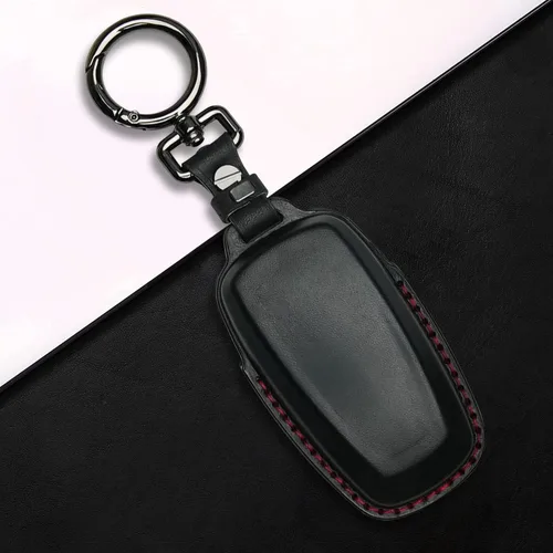 Miniatura 5 de Tukellen Funda de cuero para llavero de Ford con llavero compatible con Ford Explorer Mustang Fusion Escape F150 F250 F350 F450 F550 Edge-Negro