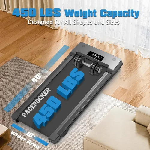 Miniatura 4 de PACEROCKER Walking Pad Treadmill with 12% 9-Level Auto Incline, 450 lbs Capacity Bluetooth Speaker Under Desk Treadmills for Home Hiking, 5 MPH Negro