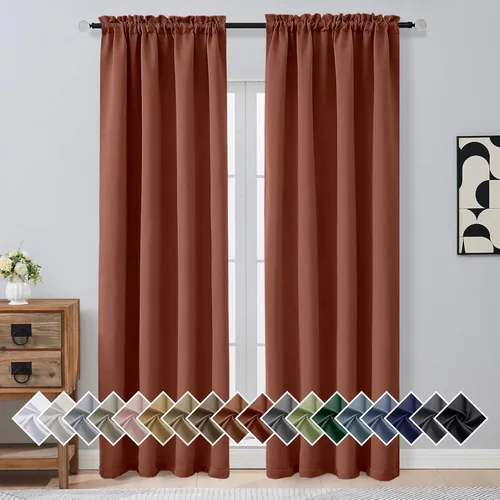 Miniatura 104 de OVZME Cortinas opacas turquesa para tratamiento de ventanas pequeñas, cortinas cortas con bloqueo de luz para ventana de cocina sobre el fregadero