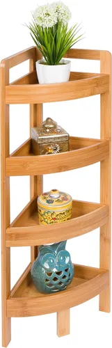 Miniatura 6 de Estante de almacenamiento esquinero de bambú de 31.5 pulgadas de 4 niveles Trademark Innovations