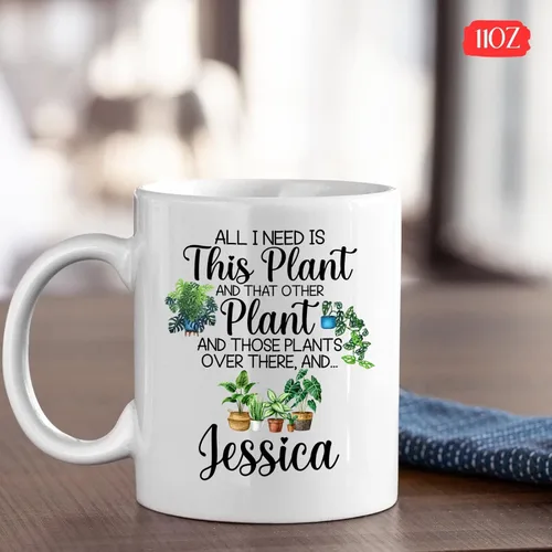 Miniatura 4 de Regalos personalizados para jardineros, taza de jardín con la frase "All I Need Is This Plant", taza de café para jardineros, taza para amantes