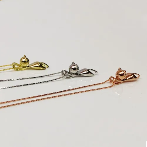 Miniatura 3 de AFFY Collares de plata de ley 925 con diseño de gato, joyería de gato para mujeres, regalos para amantes de los gatos, regalo del día de San