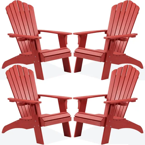Miniatura 26 de Psilvam Silla Adirondack, silla para hoguera de madera de polietileno de gran tamaño con soporte para tazas, sillas de patio de soporte de 350 Blanco
