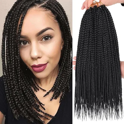 Miniatura 13 de XTREND 10 Pulgadas 6 Paquetes Trenzas de Caja de Ganchillo Cabello Pre-anudado Sin Nudos Bobo Trenzas de Caja 3X Extensiones de Cabello Trenzado 1b#
