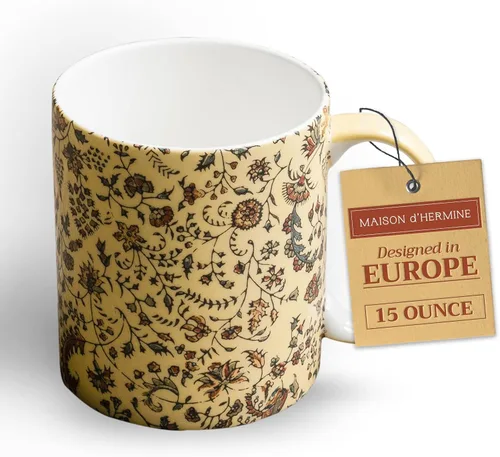 Miniatura 107 de Maison d' Hermine Taza de café con asas, tazas de porcelana fina de hueso, paquete de dos tazas de té para bebidas calientes, capuchino, latte, 015